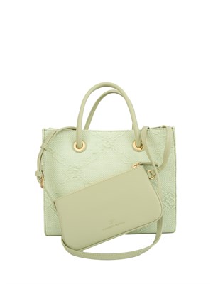 Borsa piccola Elisabetta Franchi in rafia jacquard verde in DONNA