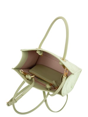 Borsa piccola Elisabetta Franchi in rafia jacquard verde in DONNA