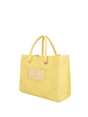 Borsa piccola Elisabetta Franchi in rafia jacquard gialla in DONNA