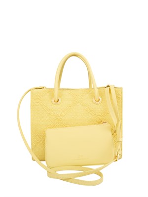 Borsa piccola Elisabetta Franchi in rafia jacquard gialla in DONNA