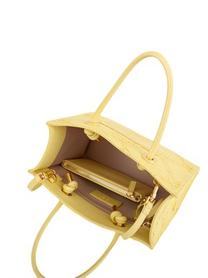 Borsa piccola Elisabetta Franchi in rafia jacquard gialla in DONNA