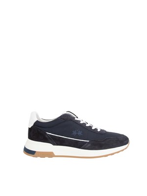 Sneaker uomo blu La Martina in tessuto e camoscio in UOMO
