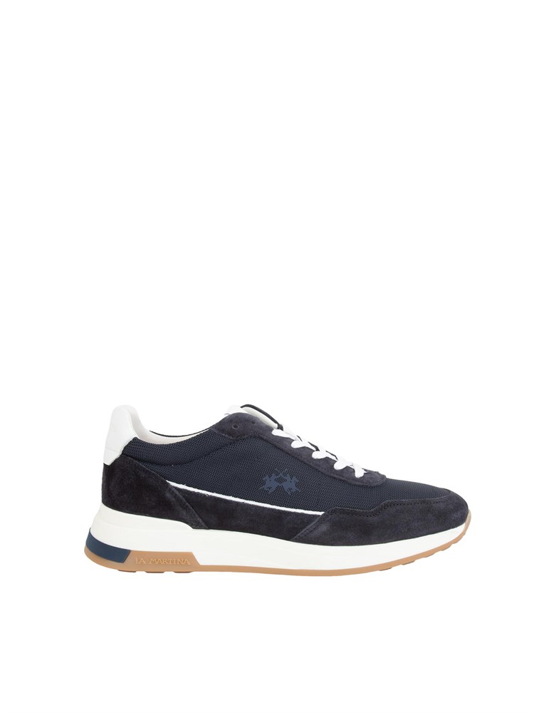 Sneaker uomo blu La Martina in tessuto e camoscio