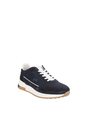 Sneaker uomo blu La Martina in tessuto e camoscio in UOMO