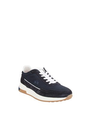 Sneaker uomo blu La Martina in tessuto e camoscio in UOMO