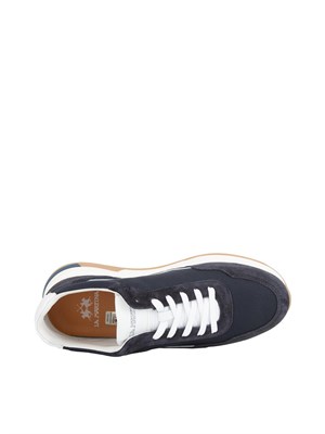 Sneaker uomo blu La Martina in tessuto e camoscio in UOMO