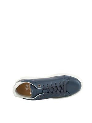 Sneaker uomo La Martina in pelle spazzolata blu effetto vintage in UOMO