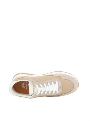 Sneaker beige La Martina uomo in tessuto e camoscio in UOMO