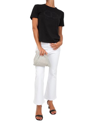 TWIN-SET T-shirt Twinset in cotone nero con ricamo Oval T in DONNA