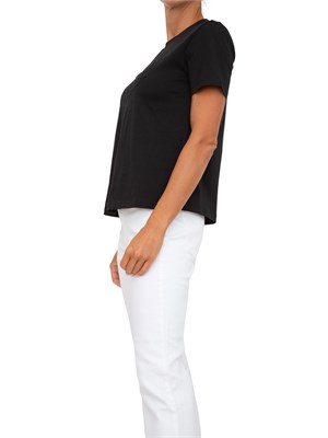 TWIN-SET T-shirt Twinset in cotone nero con ricamo Oval T in DONNA