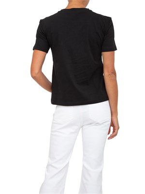 TWIN-SET T-shirt Twinset in cotone nero con ricamo Oval T in DONNA