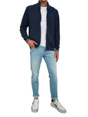 Felpa uomo La Martina in cotone french terry blu regular fit in UOMO