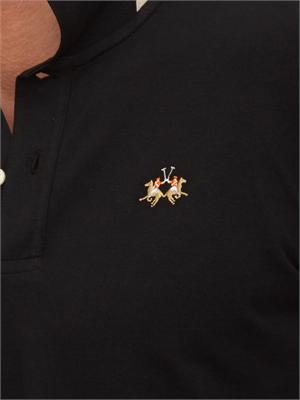 Polo uomo La Martina in cotone nero con logo sul petto e logo sul sottocollo in UOMO