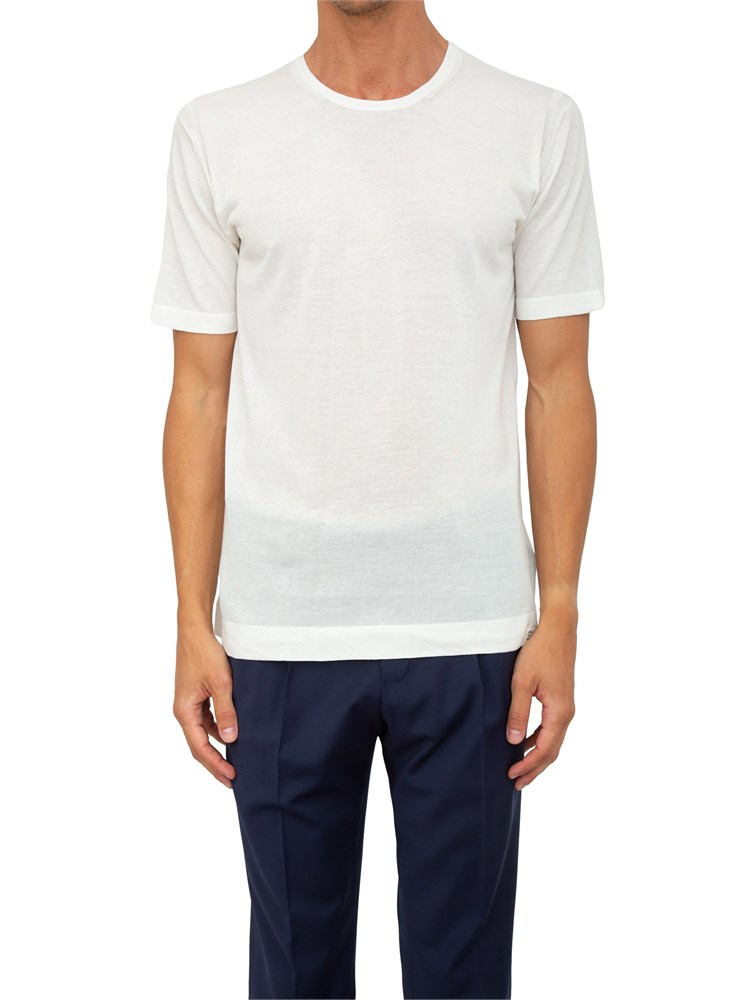 T-shirt Peuterey bianco in tricot di cotone tinto capo