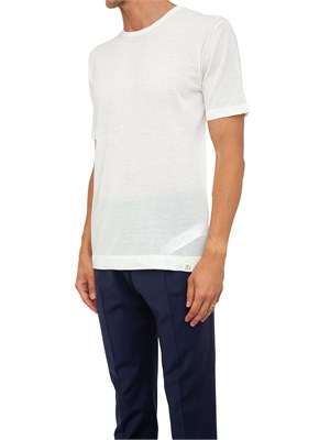 T-shirt Peuterey bianco in tricot di cotone tinto capo in UOMO