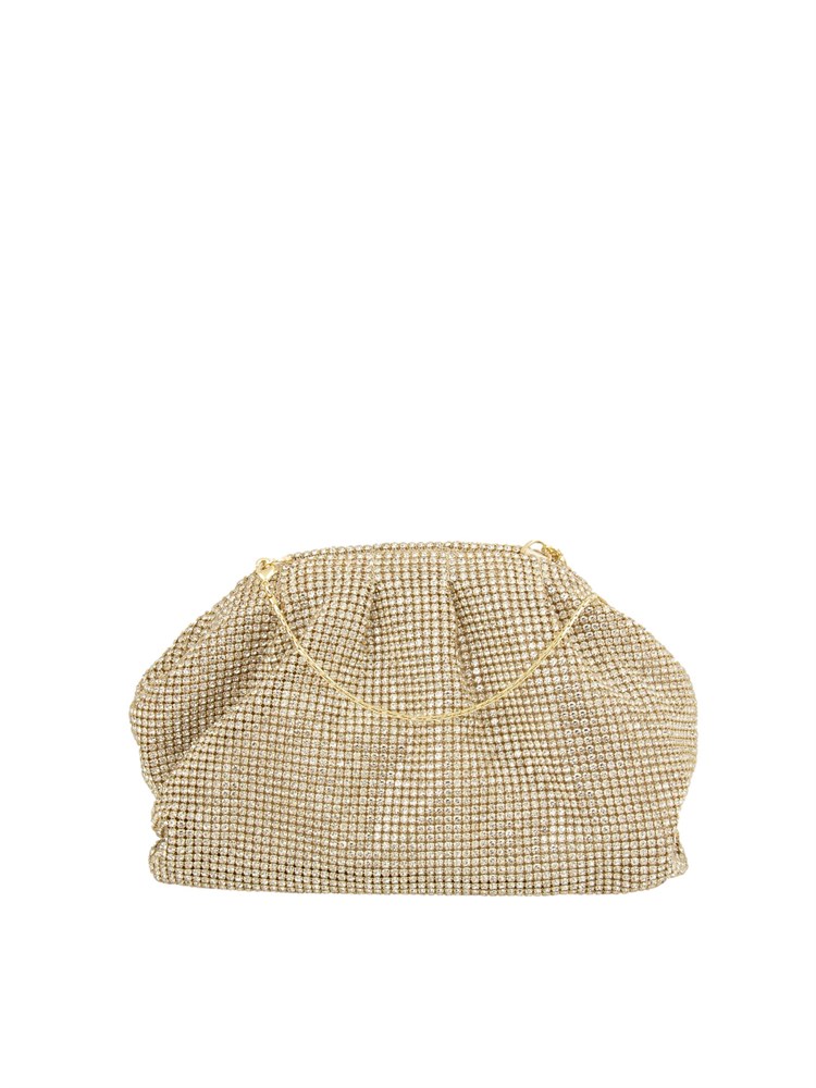TWENTY FOURHAITCH Pouch bag Petra di Twenty Fouhaitch in cristalli oro e tracolla removibile