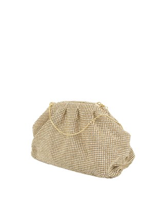 TWENTY FOURHAITCH Pouch bag Petra di Twenty Fouhaitch in cristalli oro e tracolla removibile in DONNA