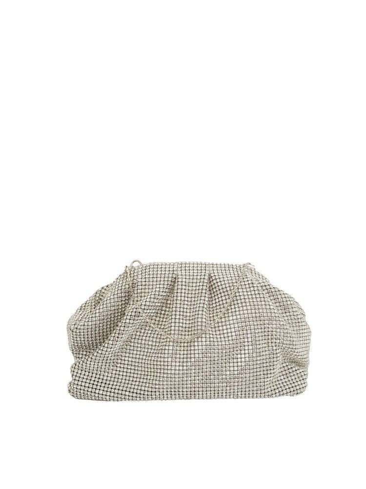 TWENTY FOURHAITCH Pouch bag Petra di Twenty Fouhaitch in cristalli argento e tracolla removibile