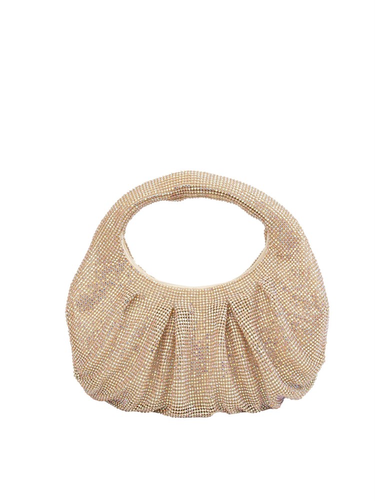 Borsa a mano Joan mini hobo di Twenty Fourhaitch in maglia di strass oro