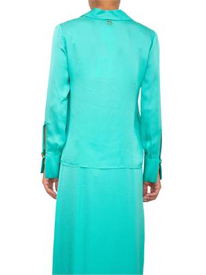 TWIN-SET Blusa verde acqua Twinset in raso martellato di viscosa con collo camicia in DONNA