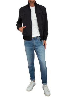 Bomber Peuterey blu in popeline tecnico in UOMO