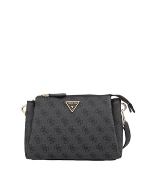 GUESS JEANS Tracolla Guess in similpelle nera con stampa logo all over in DONNA