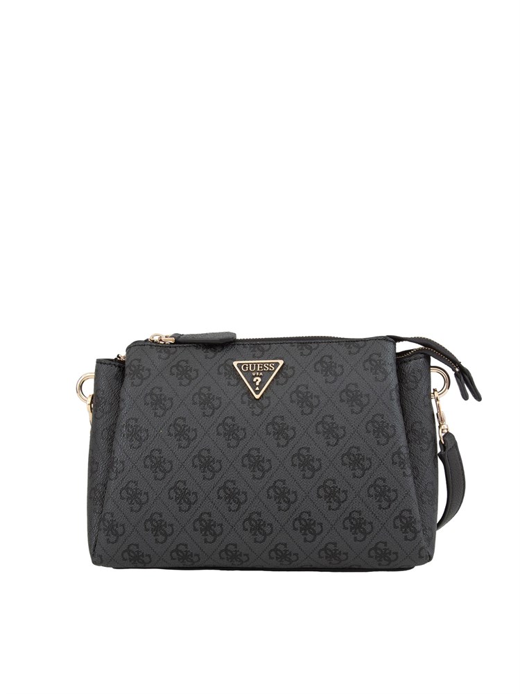 GUESS JEANS Tracolla Guess in similpelle nera con stampa logo all over