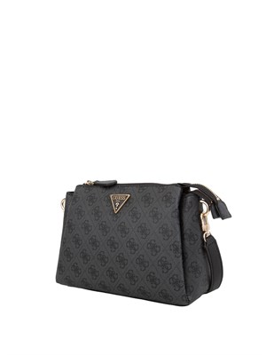 GUESS JEANS Tracolla Guess in similpelle nera con stampa logo all over in DONNA