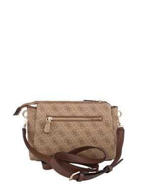 GUESS JEANS Tracolla Guess in similpelle beige con stampa logo all over in DONNA