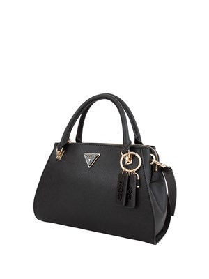 GUESS JEANS Borsa a mano Guess modello Noelle in similpelle nera con lavorazione saffiano in DONNA