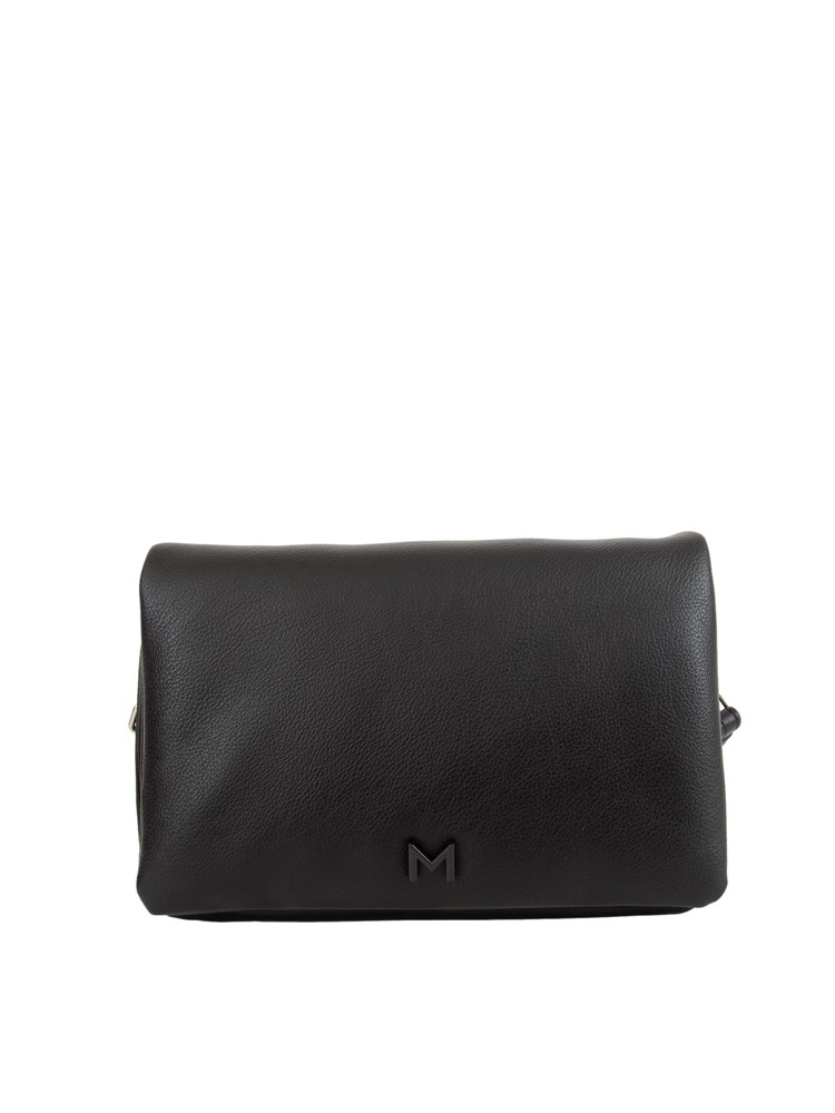 Borsa donna Marella in tessuto spalmato nero con finish martellato