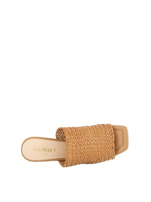 TWIN-SET Sandali Twinset beige mules con intrecci in DONNA
