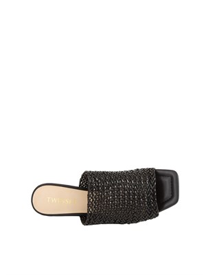 TWIN-SET Sandali Twinset nero mules con intrecci in DONNA