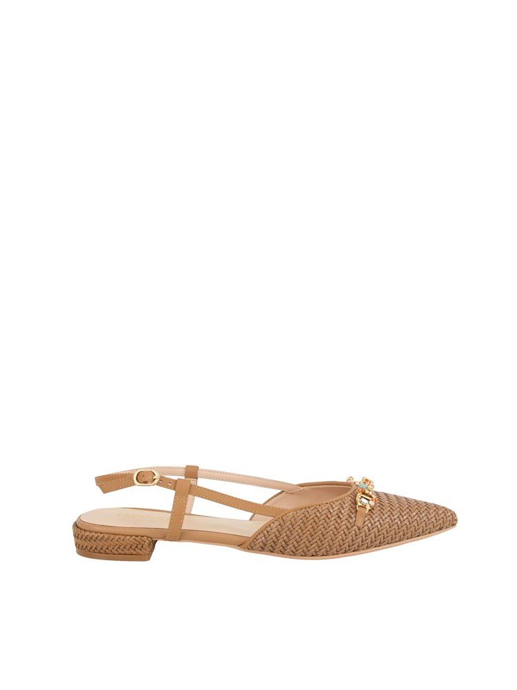 TWIN-SET Ballerine Twinset slingback con Oval T beige