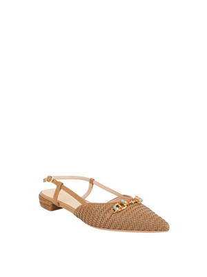 TWIN-SET Ballerine Twinset slingback con Oval T beige in DONNA