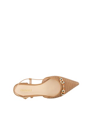 TWIN-SET Ballerine Twinset slingback con Oval T beige in DONNA