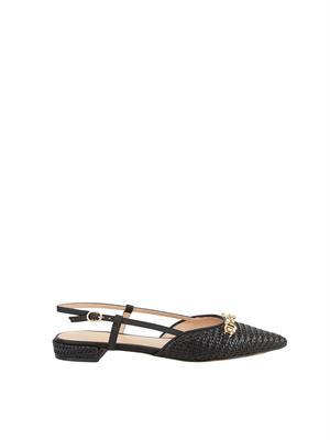 TWIN-SET Ballerine Twinset slingback con Oval T nero in DONNA