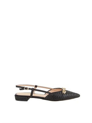 TWIN-SET Ballerine Twinset slingback con Oval T nero in DONNA