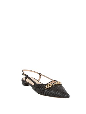 TWIN-SET Ballerine Twinset slingback con Oval T nero in DONNA