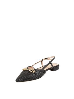 TWIN-SET Ballerine Twinset slingback con Oval T nero in DONNA