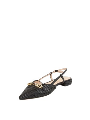 TWIN-SET Ballerine Twinset slingback con Oval T nero in DONNA