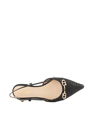 TWIN-SET Ballerine Twinset slingback con Oval T nero in DONNA