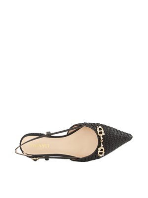 TWIN-SET Ballerine Twinset slingback con Oval T nero in DONNA
