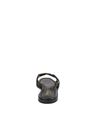 TWIN-SET Sandali slide Twinset in pelle nera con Oval T in DONNA