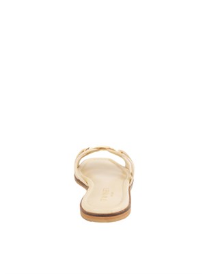 TWIN-SET Sandali slideTwinset in pelle avorio con Oval T in DONNA