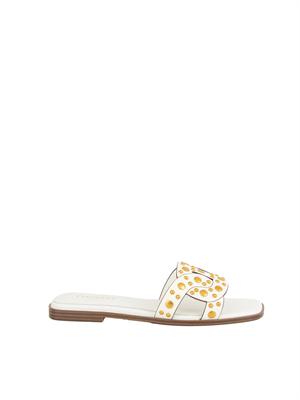 TWIN-SET Sandali slide Twinset in pelle bianco con borchie in DONNA