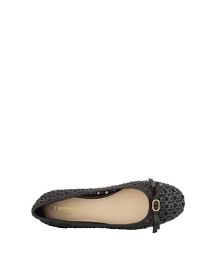 TWIN-SET Ballerine Twinset nero con intrecci e fiocco in DONNA