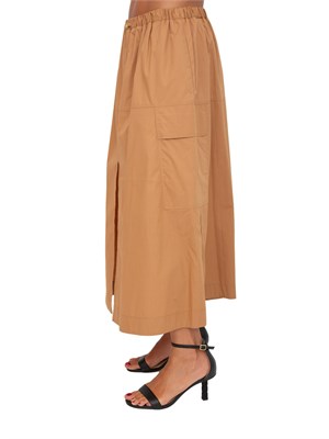 TWIN-SET Gonna lunga Twinset in popeline cammello con pieghe in DONNA