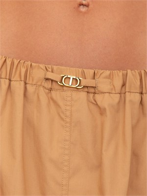 TWIN-SET Gonna lunga Twinset in popeline cammello con pieghe in DONNA