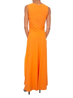 TWIN-SET Abito lungo arancione Twinset con collo drappeggiato e spacco laterale in DONNA